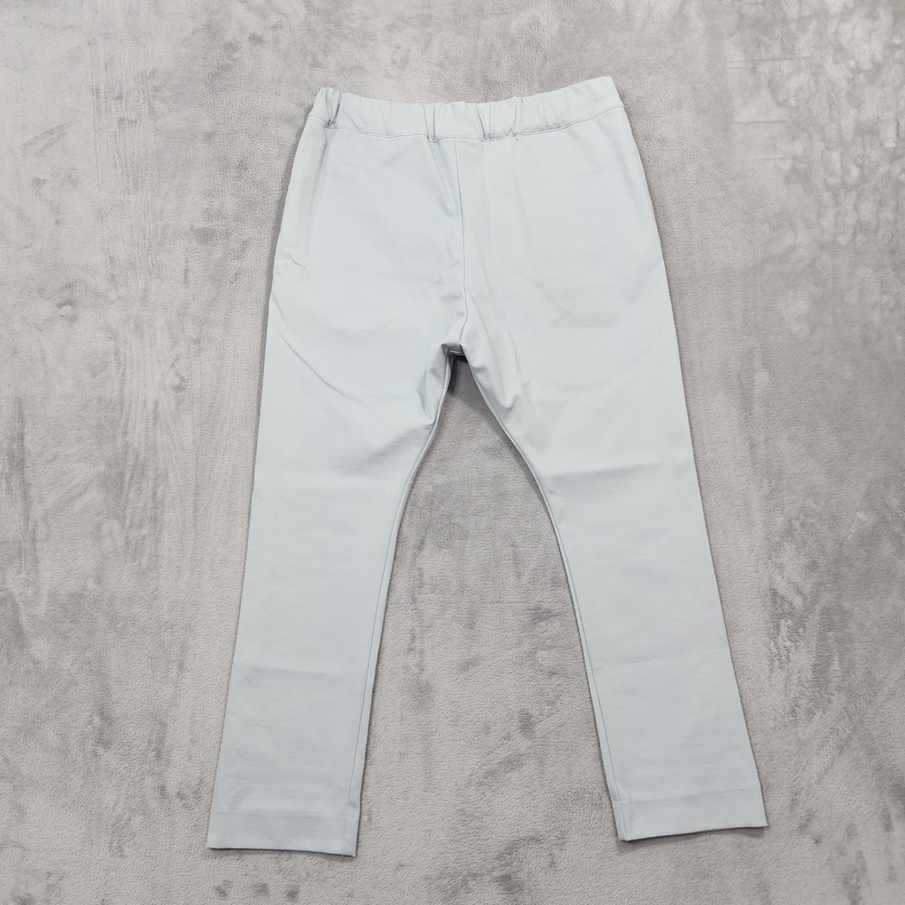 Bassike Pants Womens 1 US 2-4 Light Blue Slouchy Dropped Rise Stretch Twill Luxe